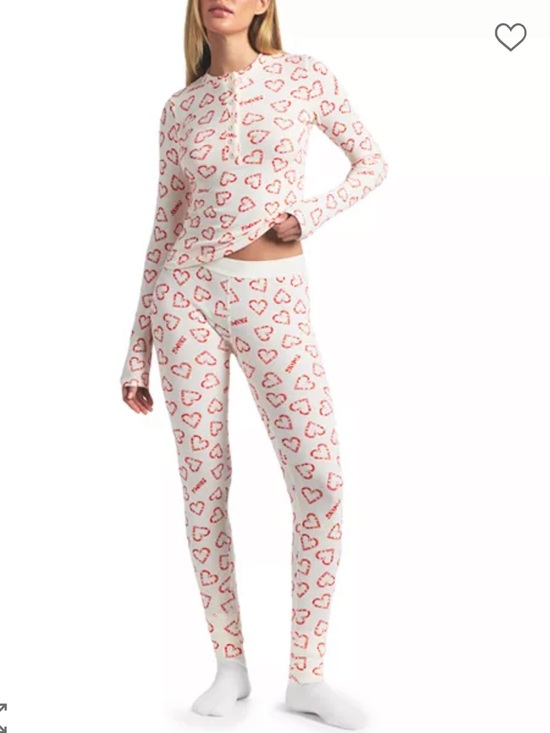 SKIMS Other - SKIMS Cotton Ribbed Henley and Legging Set - Candy Marble Heart